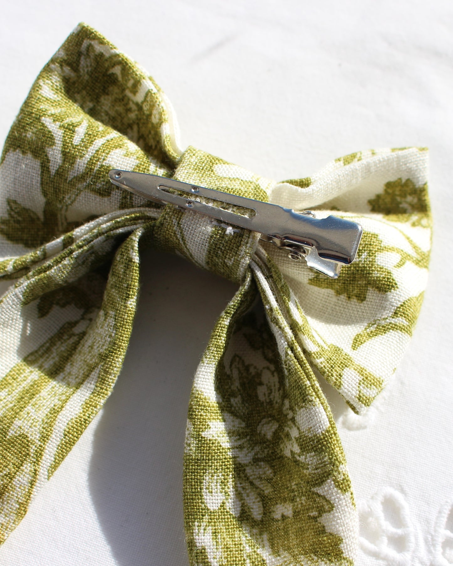 Green Botanical Toile Bow