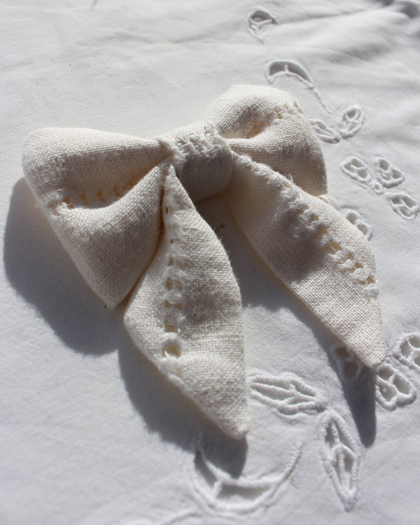 Vintage White Cloth Bow