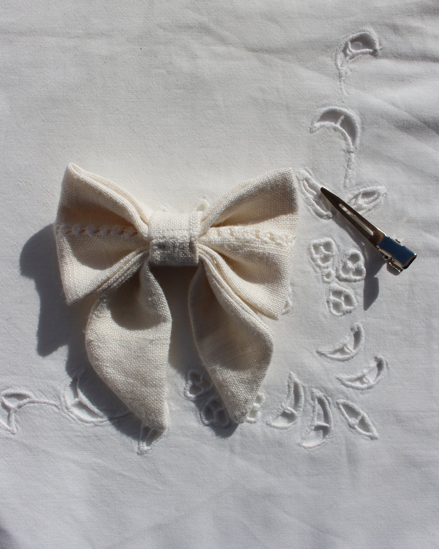 Vintage White Cloth Bow