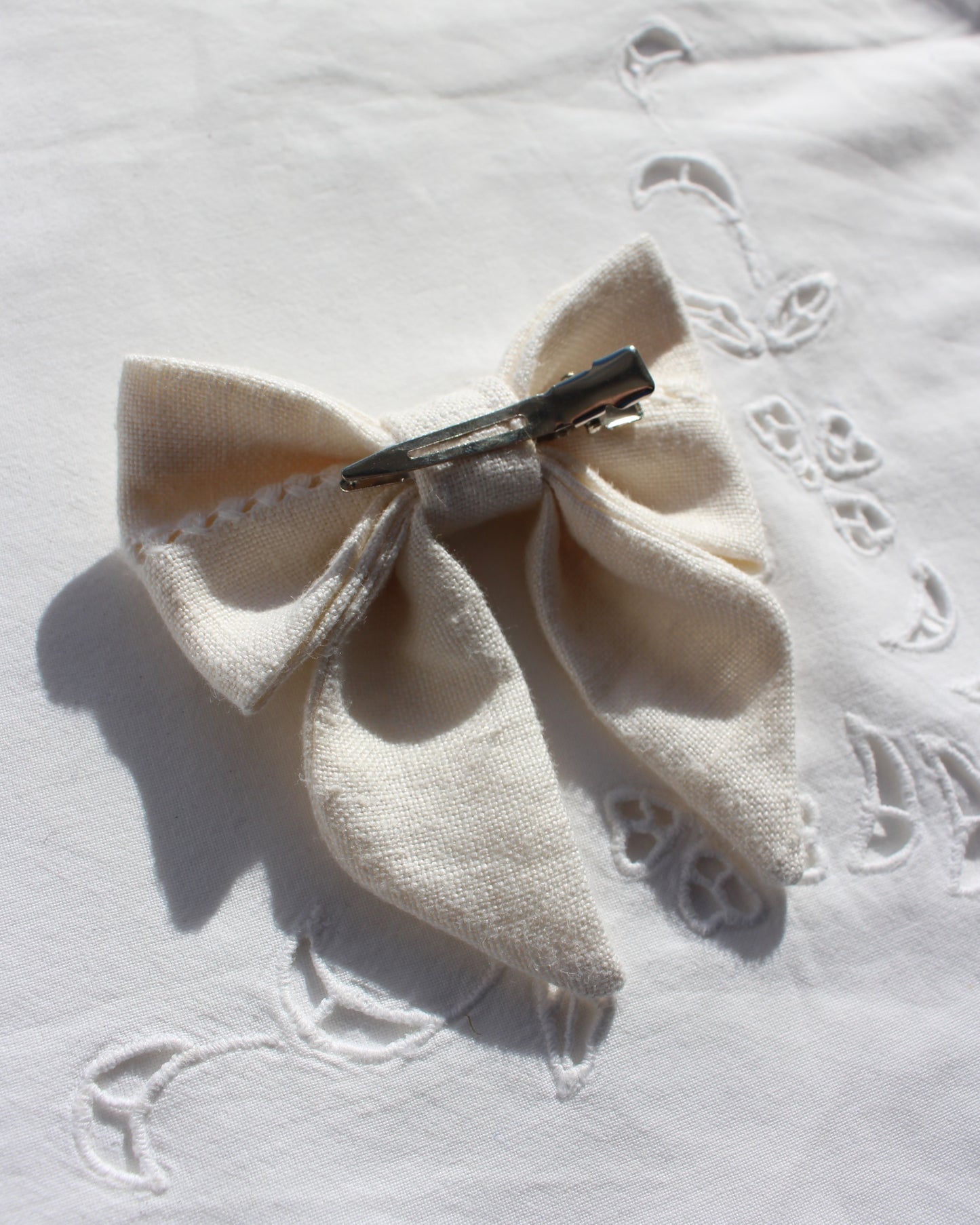 Vintage White Cloth Bow
