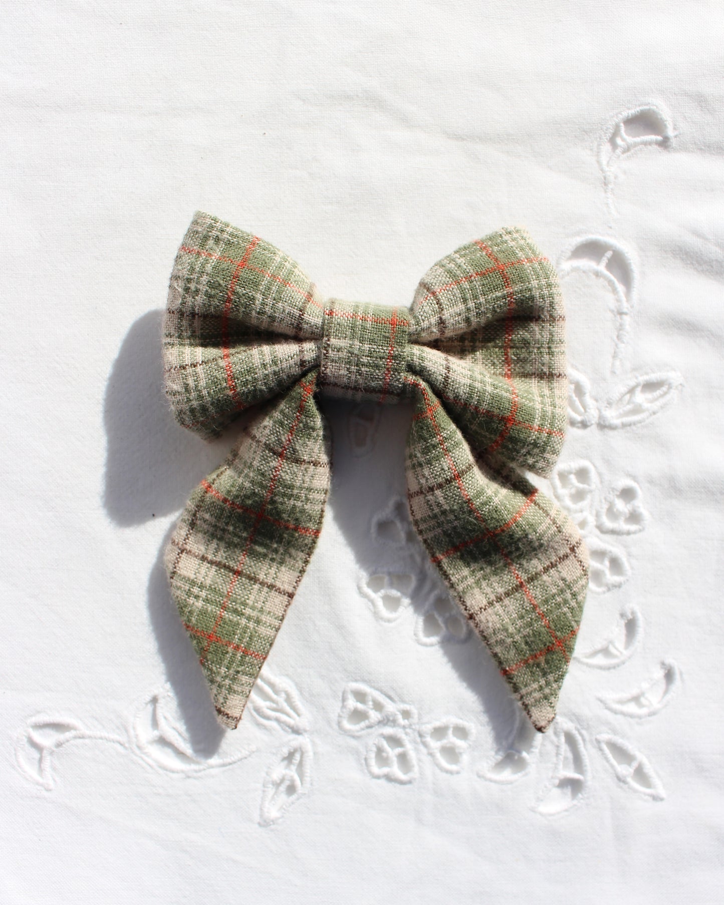 Earthy Brushed Cotton Checkered Bow