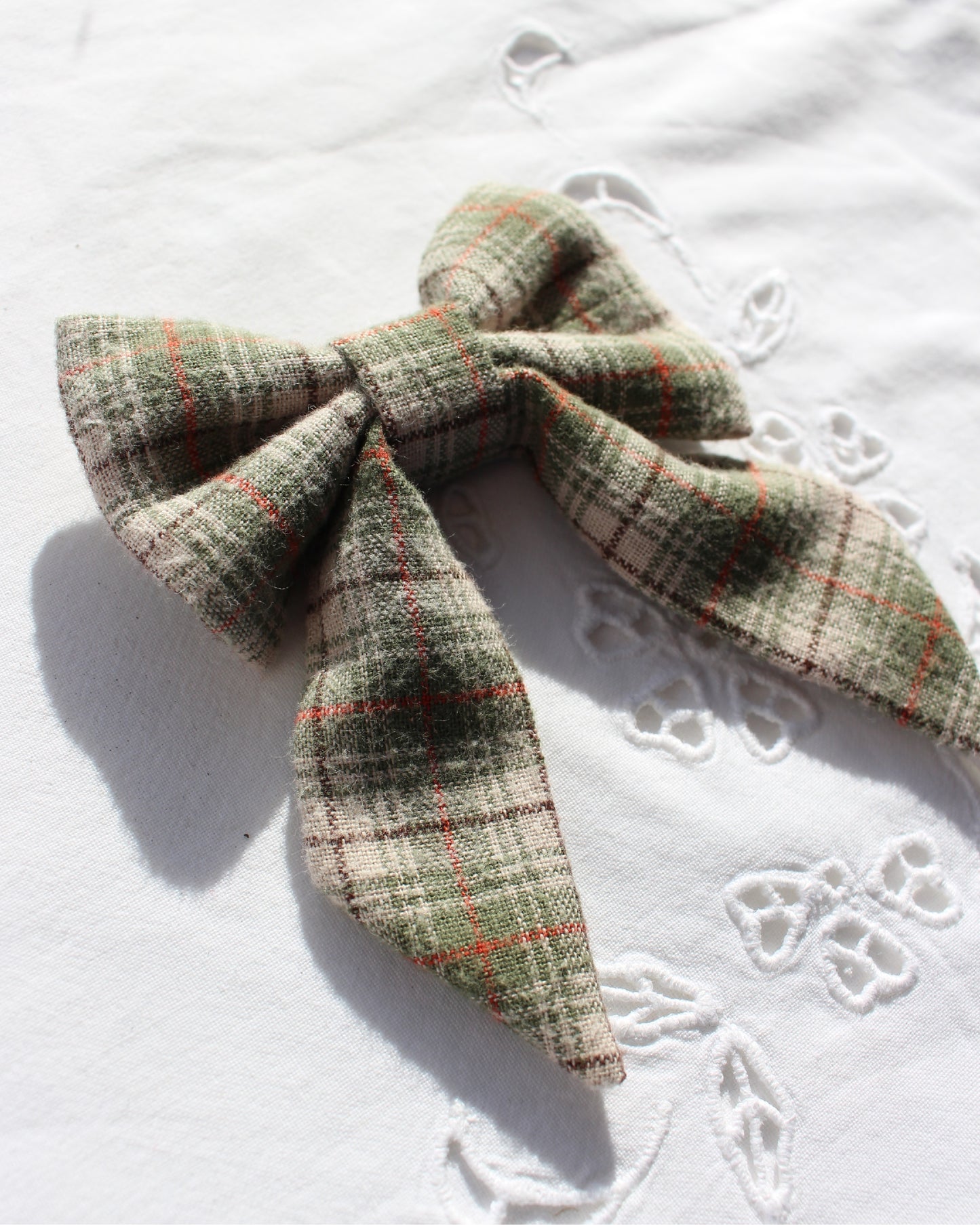 Earthy Brushed Cotton Checkered Bow