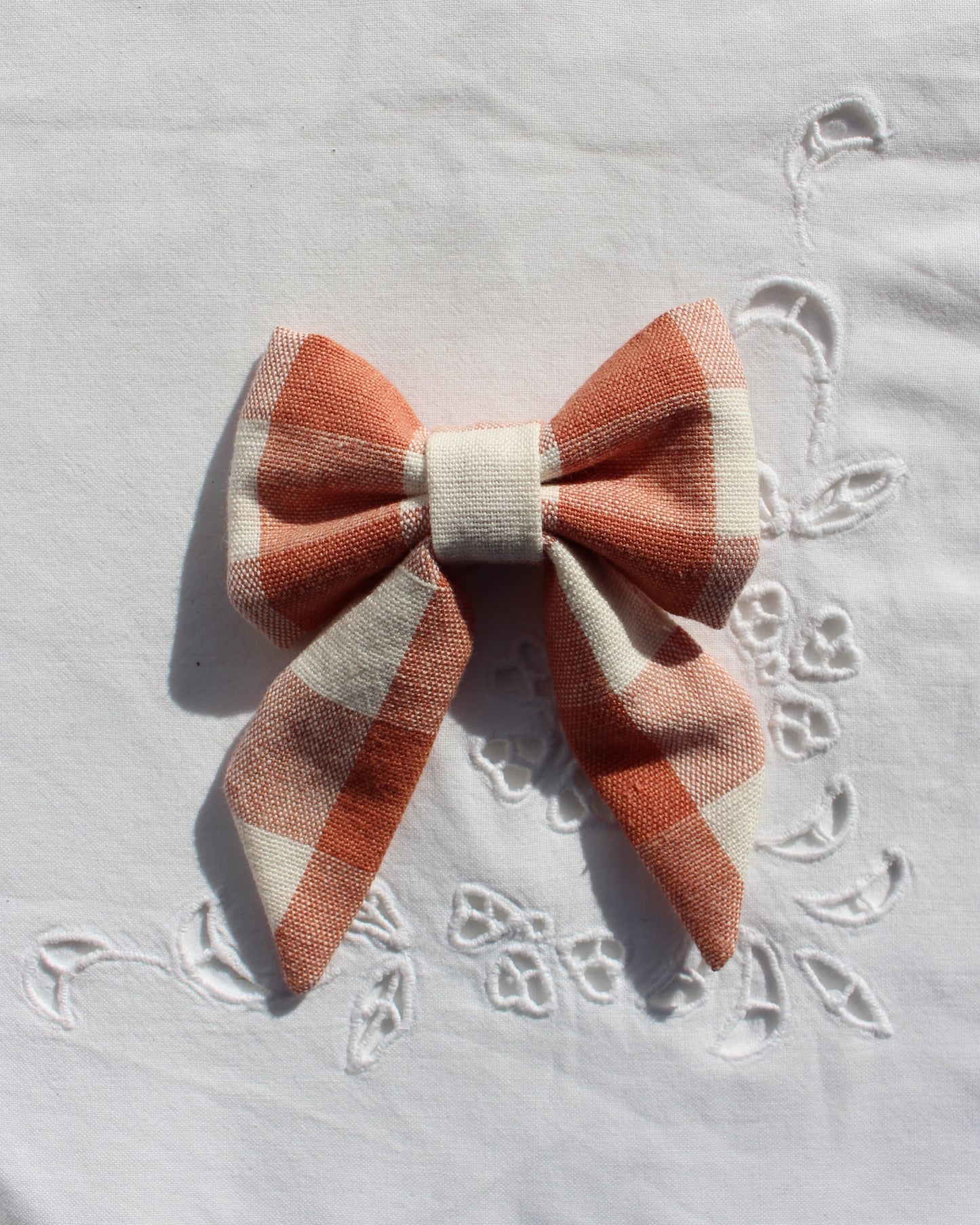 Chunky Coral Gingham Bow