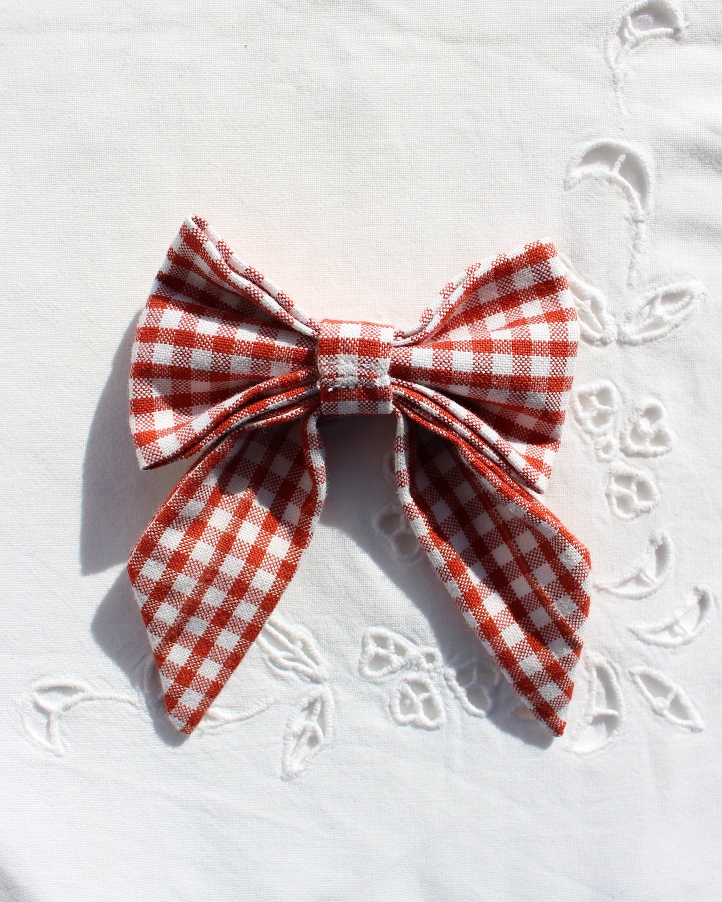 Red Gingham Cotton Bow