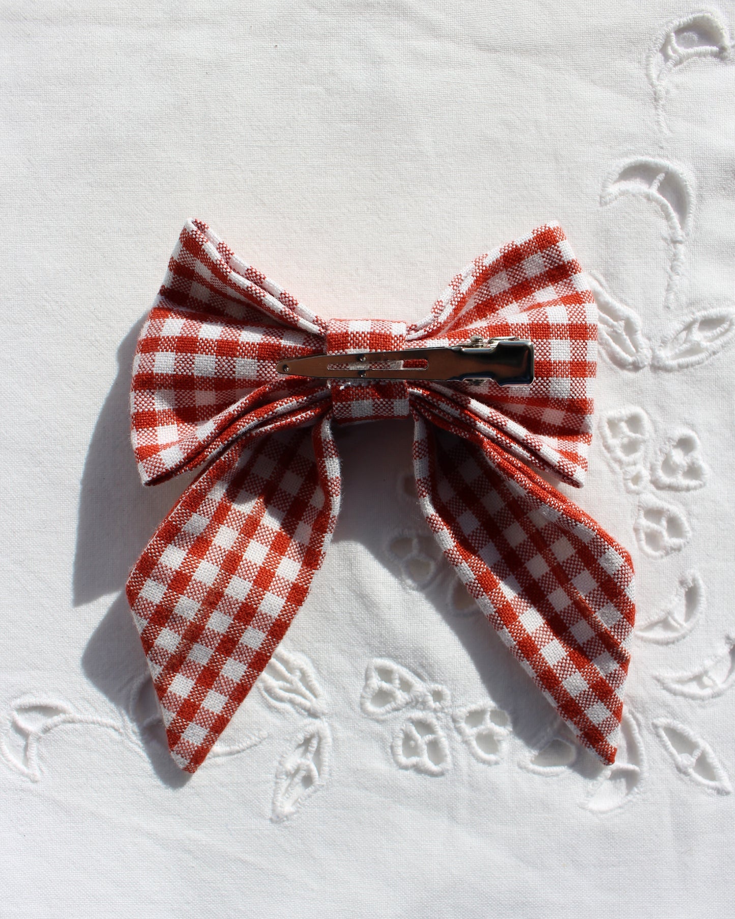 Red Gingham Cotton Bow