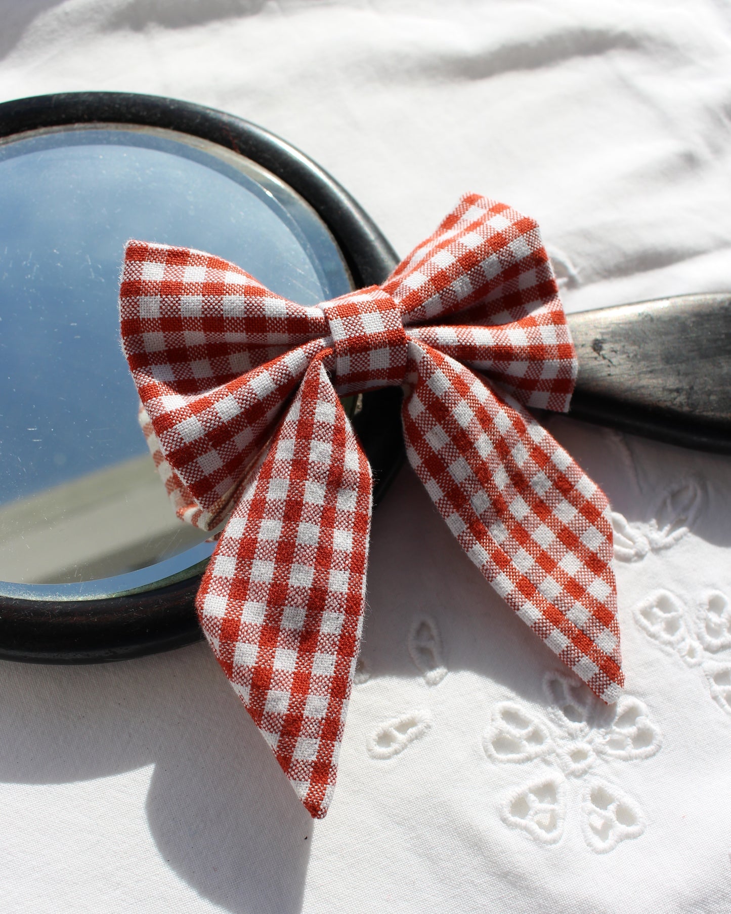 Red Gingham Cotton Bow