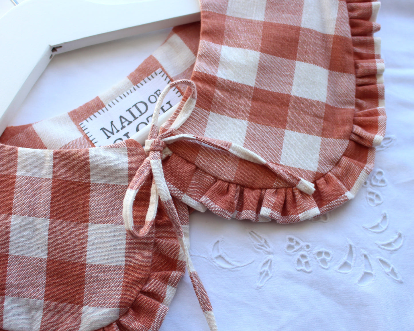 Chunky Coral Gingham Collar