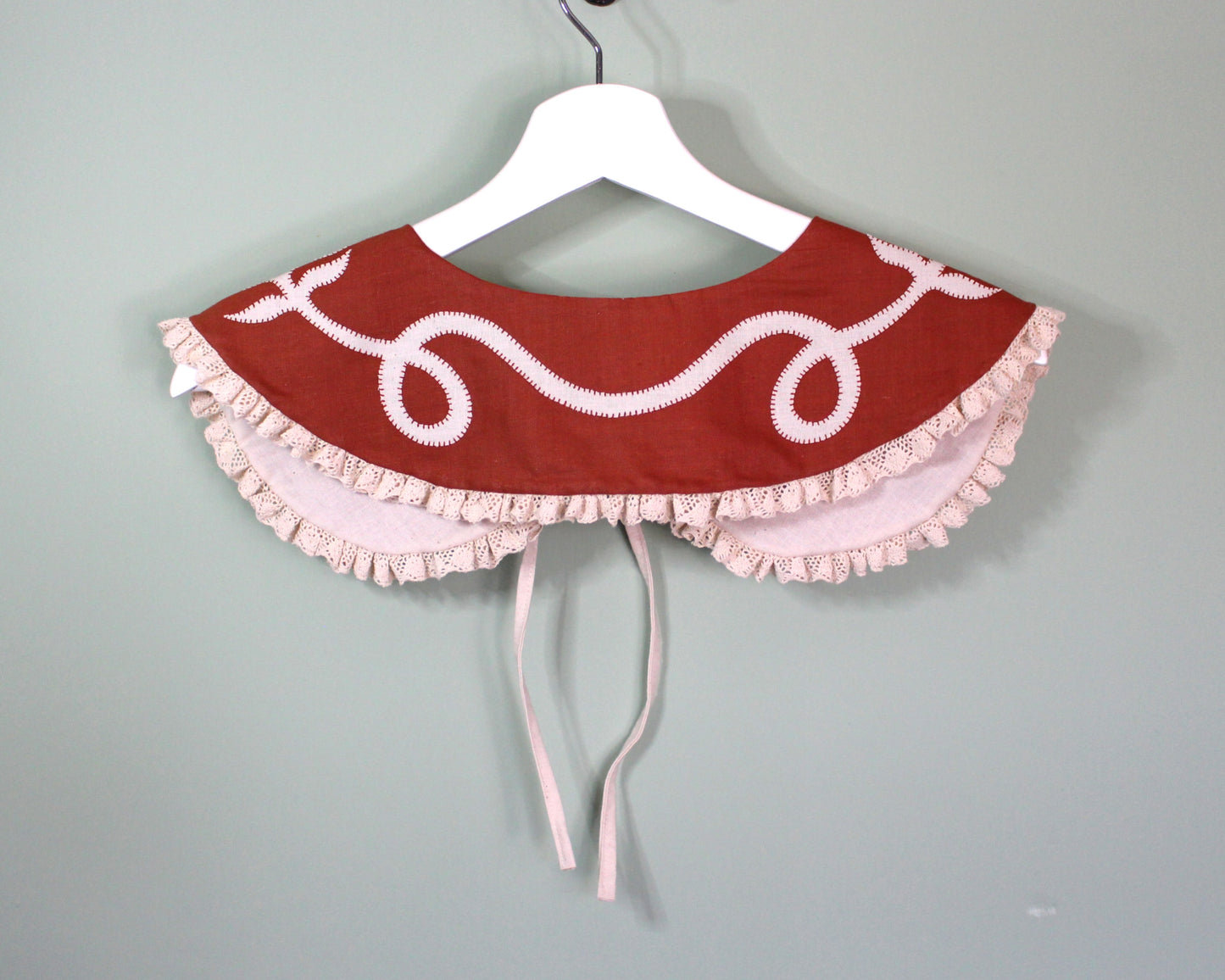 Hand Applique Leaves on Terracotta Collar