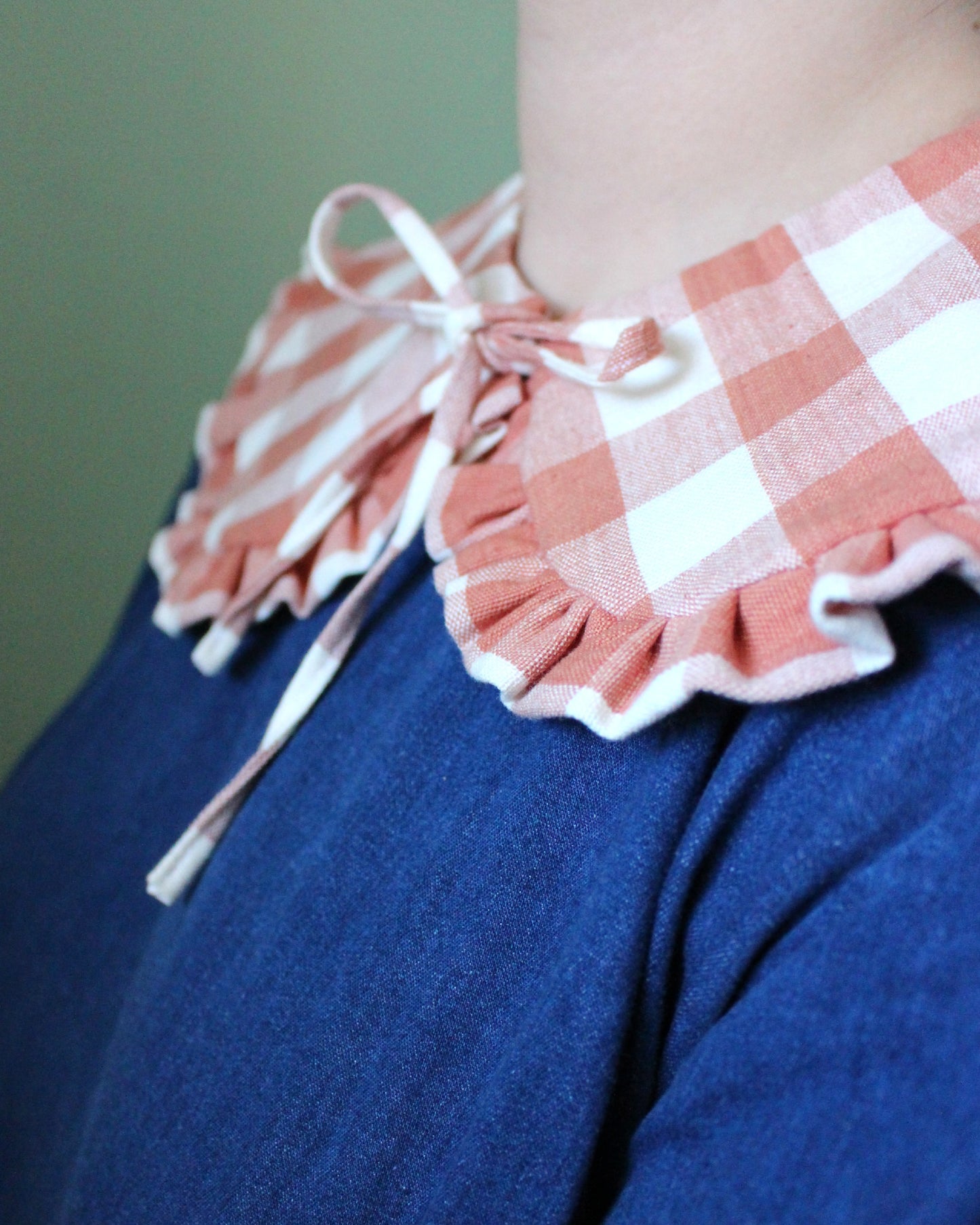 Chunky Coral Gingham Collar