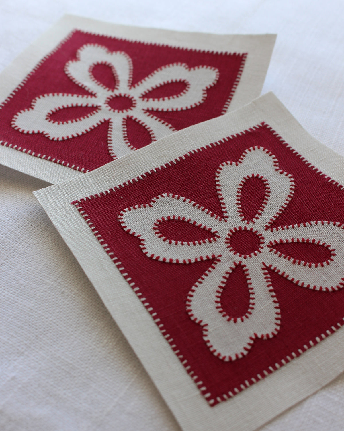 Handmade Victorian Floral Tile Appliqué Patch — Self-Adhesive Iron-On