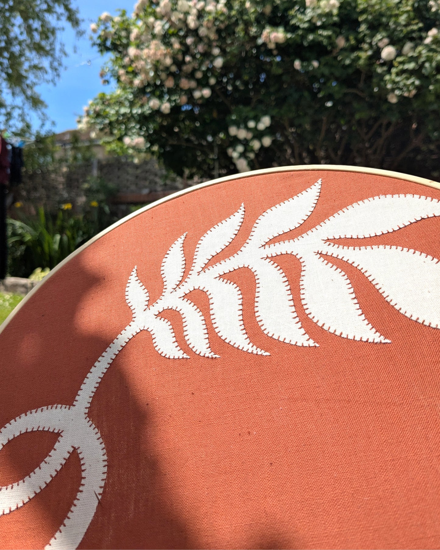 Hand Applique Leaves on Terracotta Collar
