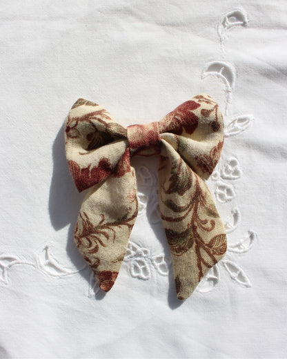 Vintage Floral Linen Bow