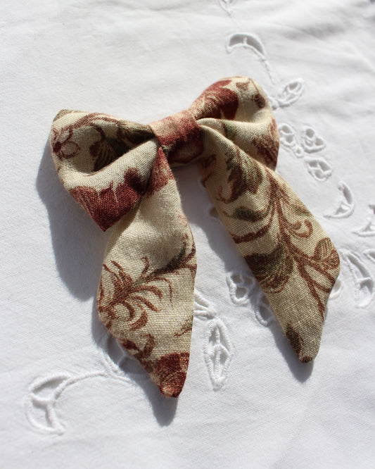 Vintage Floral Linen Bow