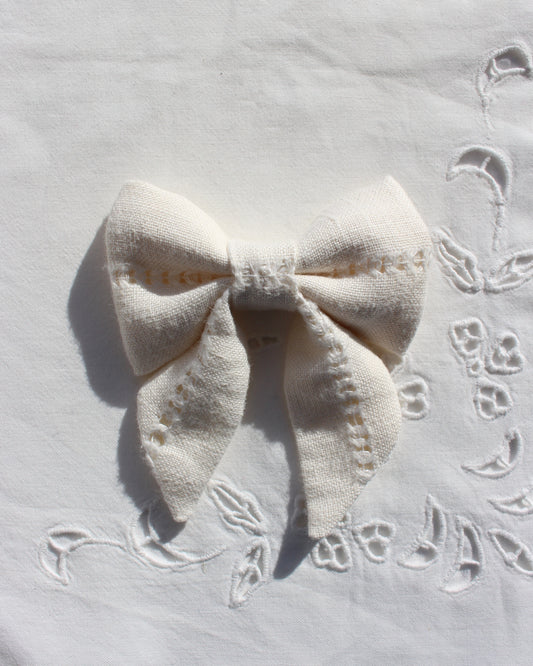 Vintage White Cloth Bow