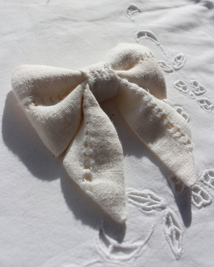 Vintage White Cloth Bow