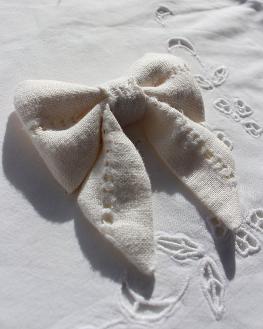 Vintage White Cloth Bow