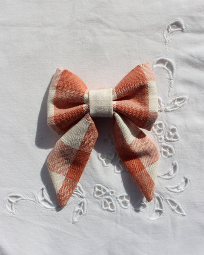 Chunky Coral Gingham Bow