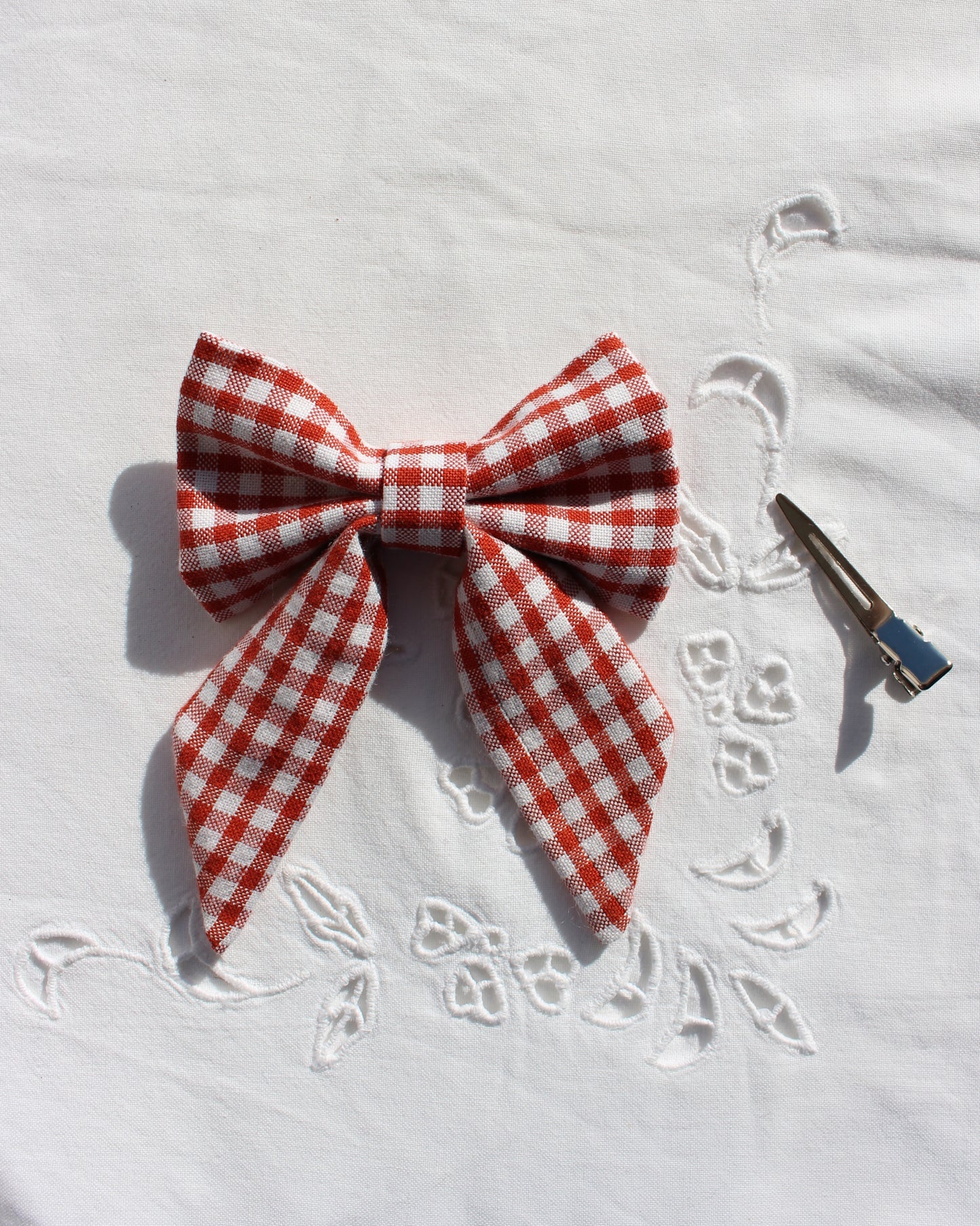 Red Gingham Cotton Bow