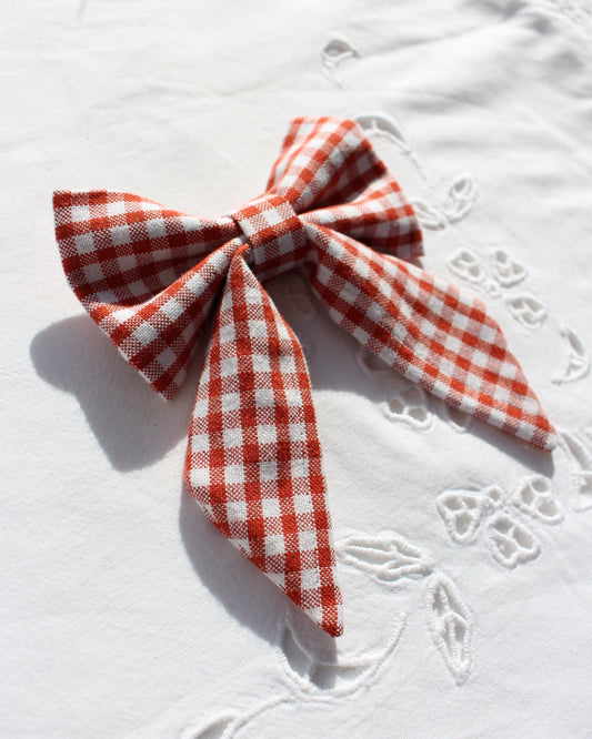 Red Gingham Cotton Bow