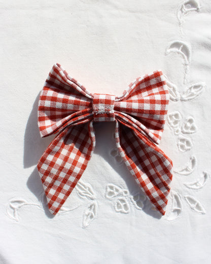 Red Gingham Cotton Bow