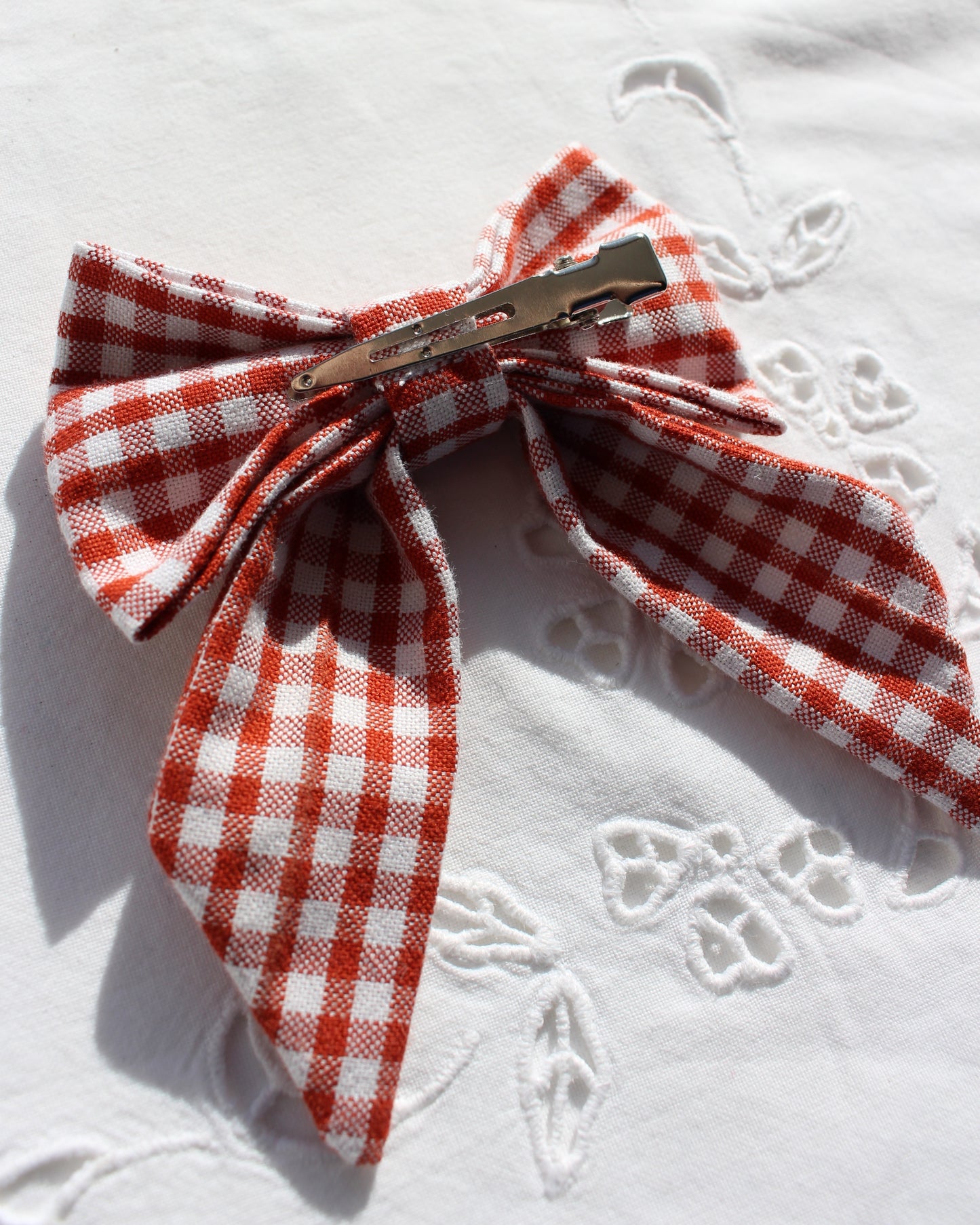 Red Gingham Cotton Bow