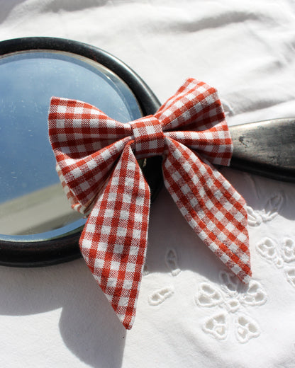 Red Gingham Cotton Bow