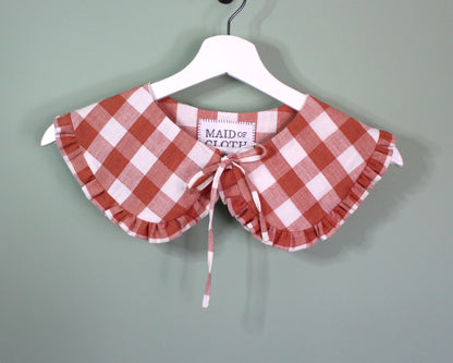 Chunky Coral Gingham Collar