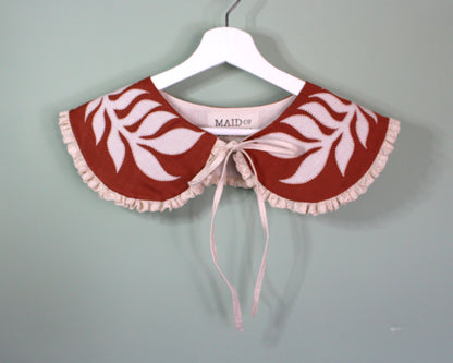 Hand Applique Leaves on Terracotta Collar