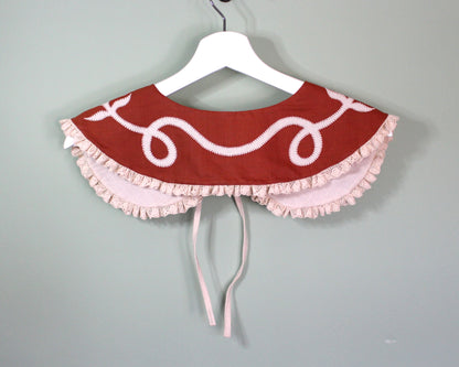 Hand Applique Leaves on Terracotta Collar