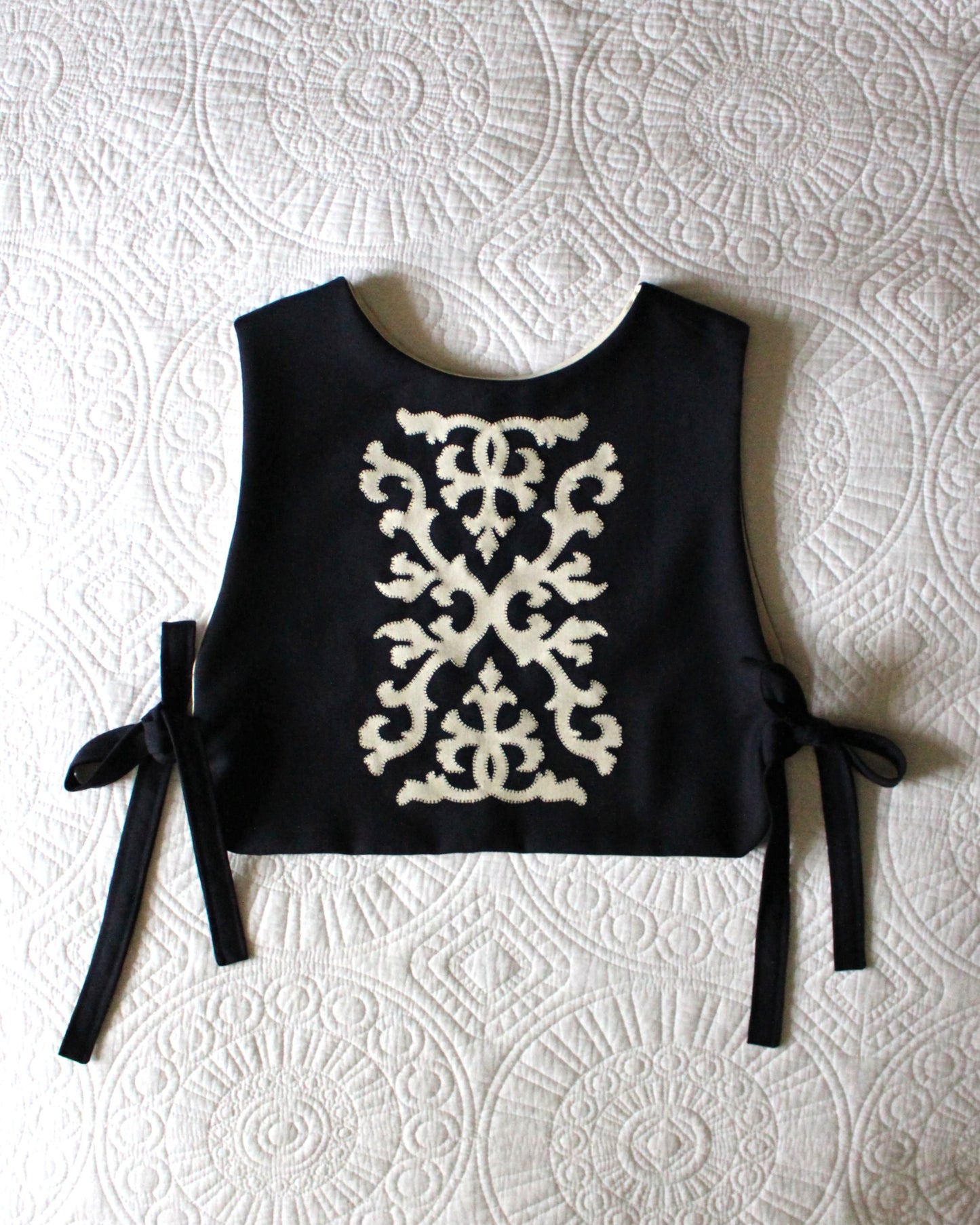 Navy Wool Ornate Applique Tabard