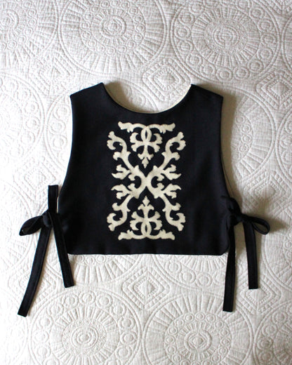 Navy Wool Ornate Applique Tabard