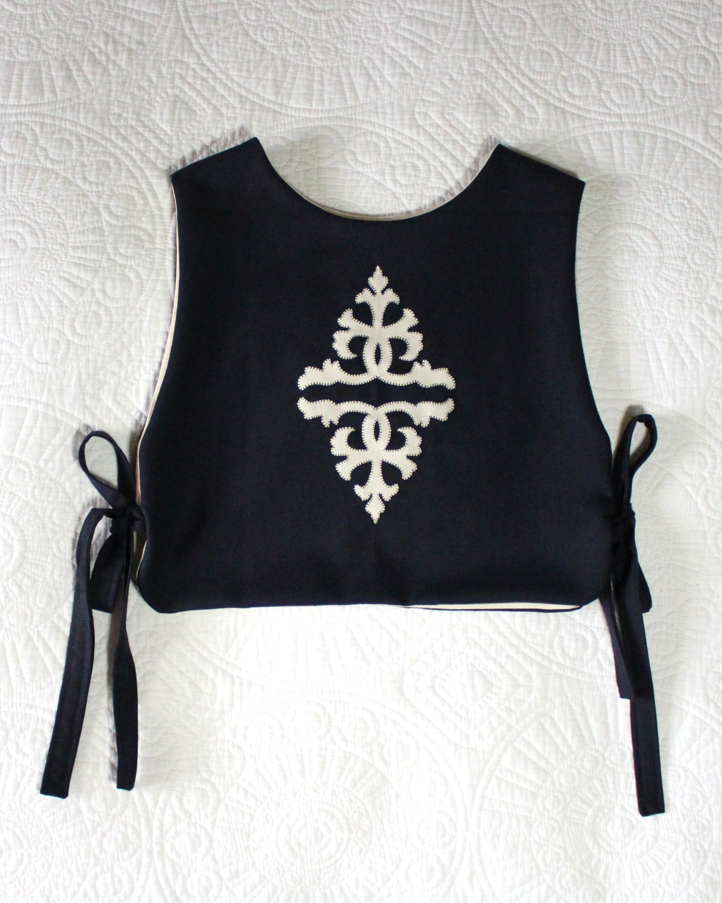 Navy Wool Ornate Applique Tabard