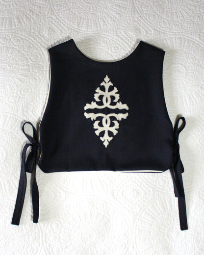 Navy Wool Ornate Applique Tabard