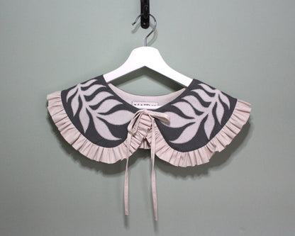 Hand Applique Leaves on Forest Green Collar