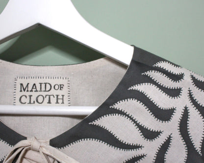 Hand Applique Leaves on Forest Green Collar