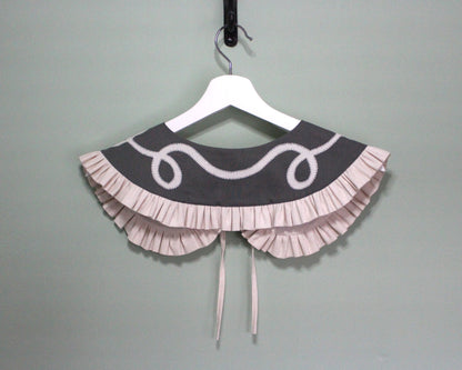 Hand Applique Leaves on Forest Green Collar