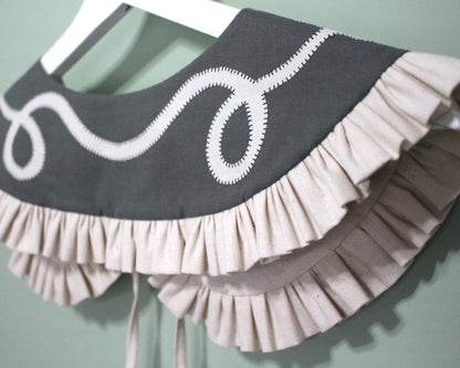 Hand Applique Leaves on Forest Green Collar