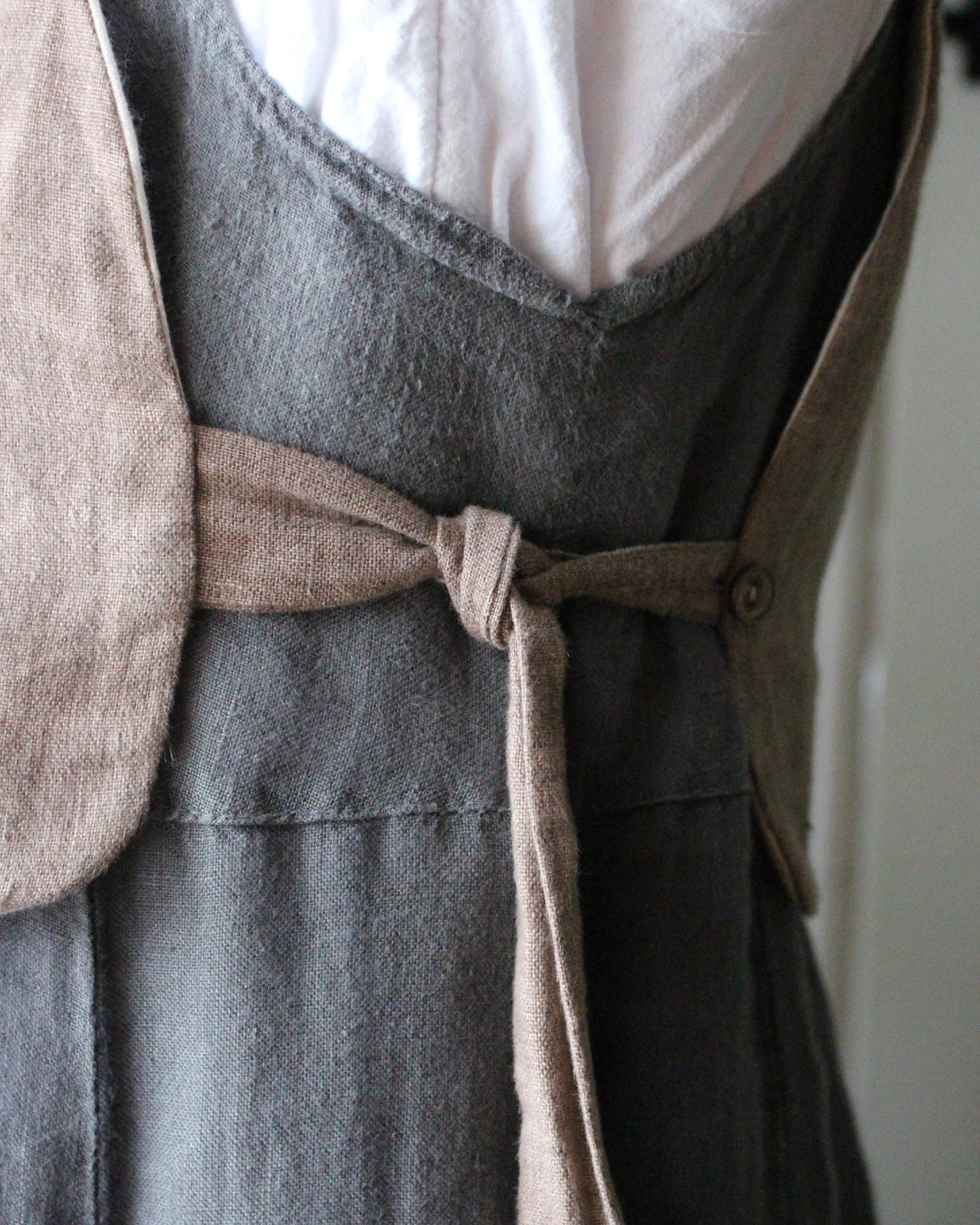 Earthy Brown Linen Tabard With Elvish Applique Design