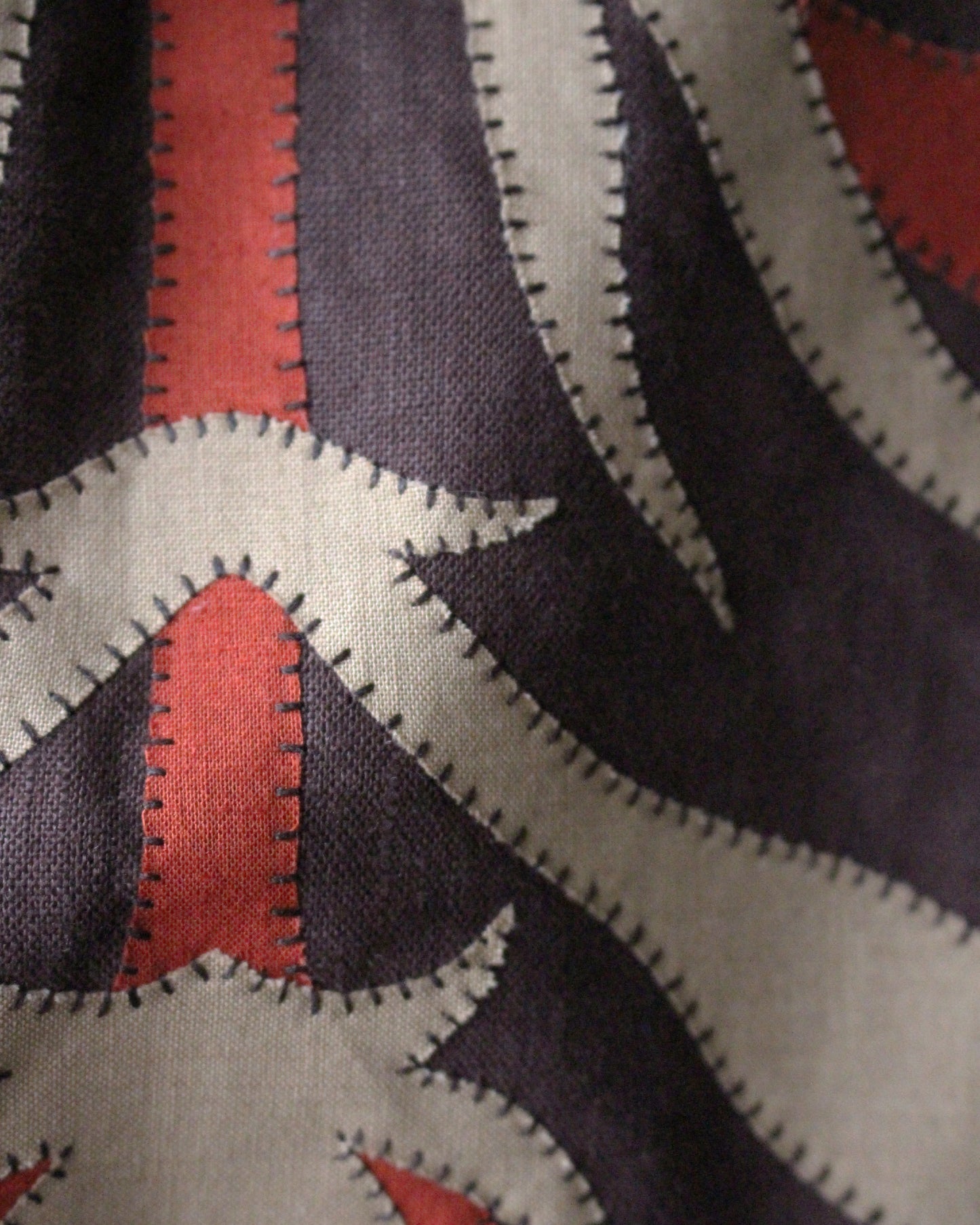 Brown Linen Blouse With Medieval Applique Design.