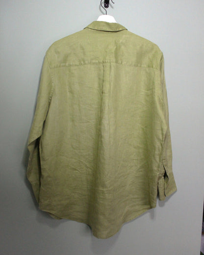 Lime Green Long Sleeve Shirt With Botanic Asymmetric Applique
