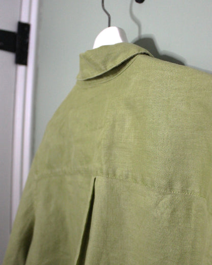 Lime Green Long Sleeve Shirt With Botanic Asymmetric Applique