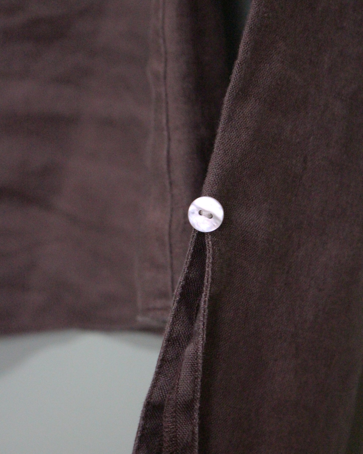 Brown Linen Reworked blouse with Floral Applique