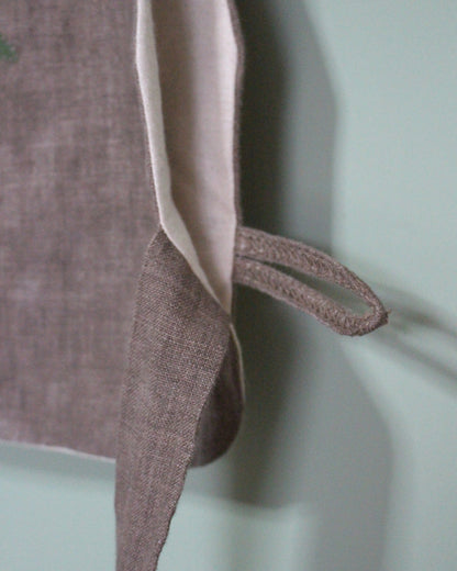 Earthy Brown Linen Tabard With Elvish Applique Design