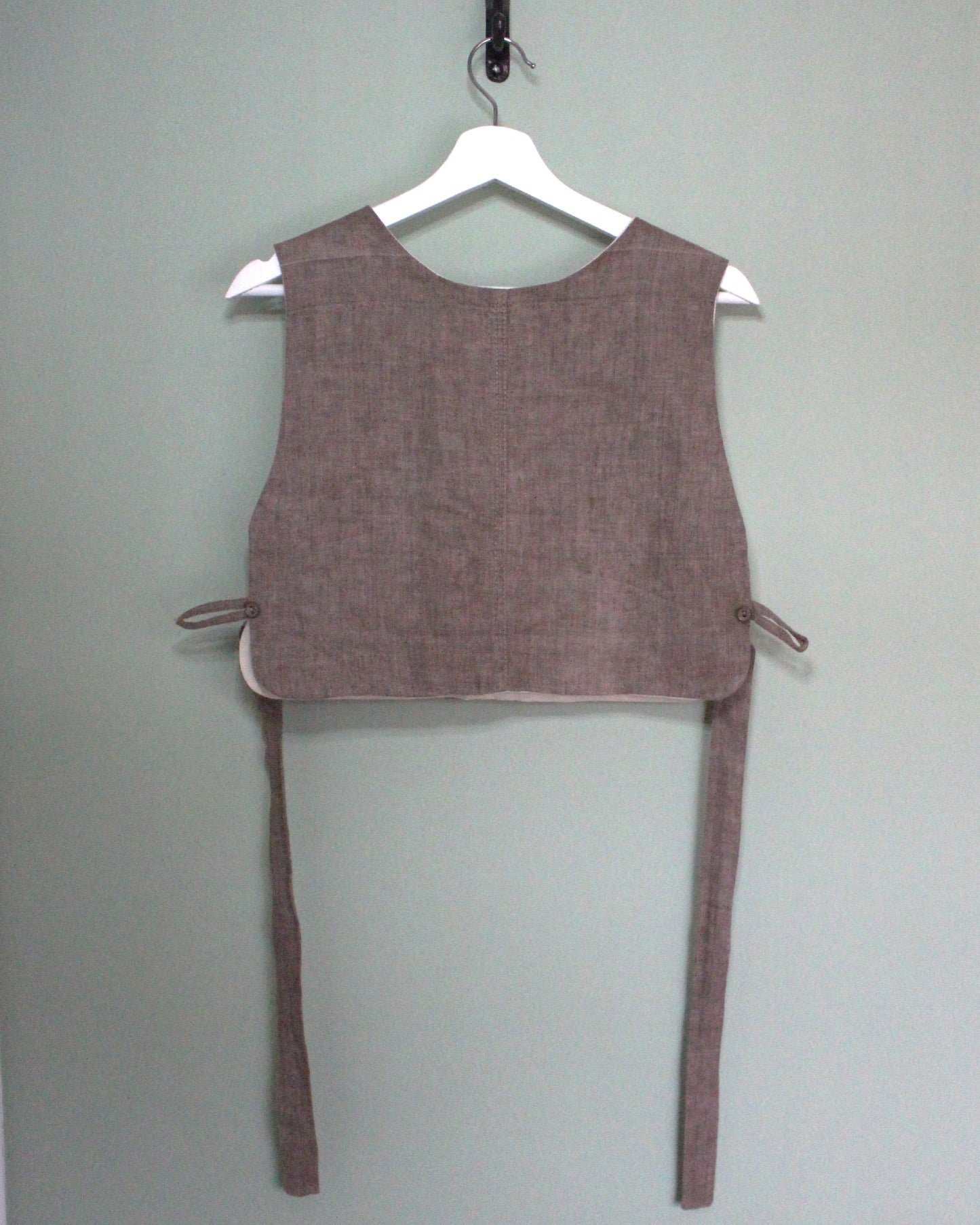 Earthy Brown Linen Tabard With Elvish Applique Design