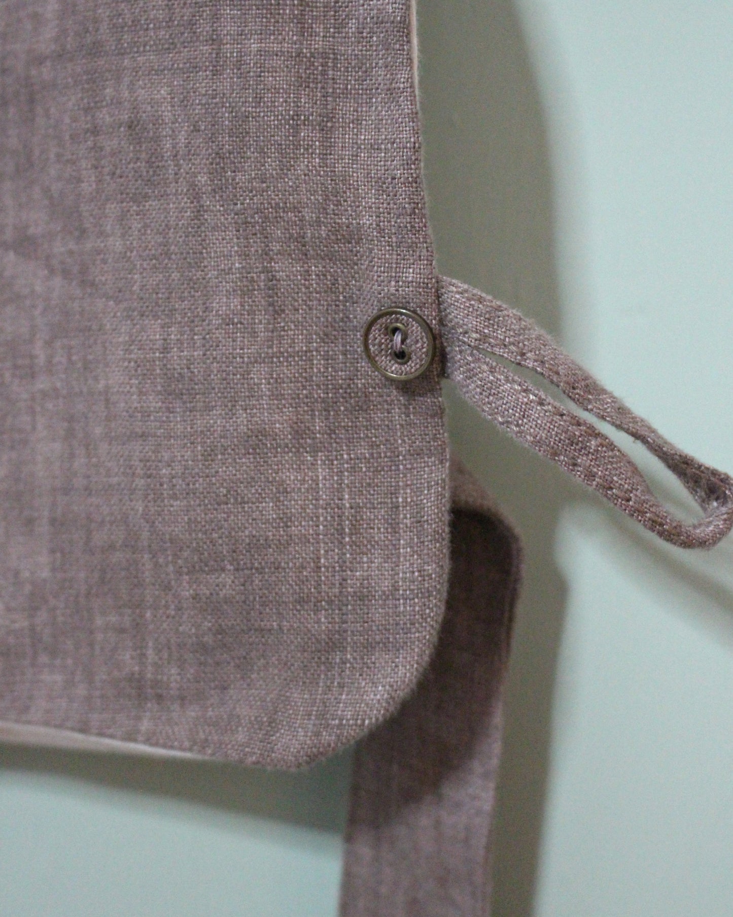 Earthy Brown Linen Tabard With Elvish Applique Design