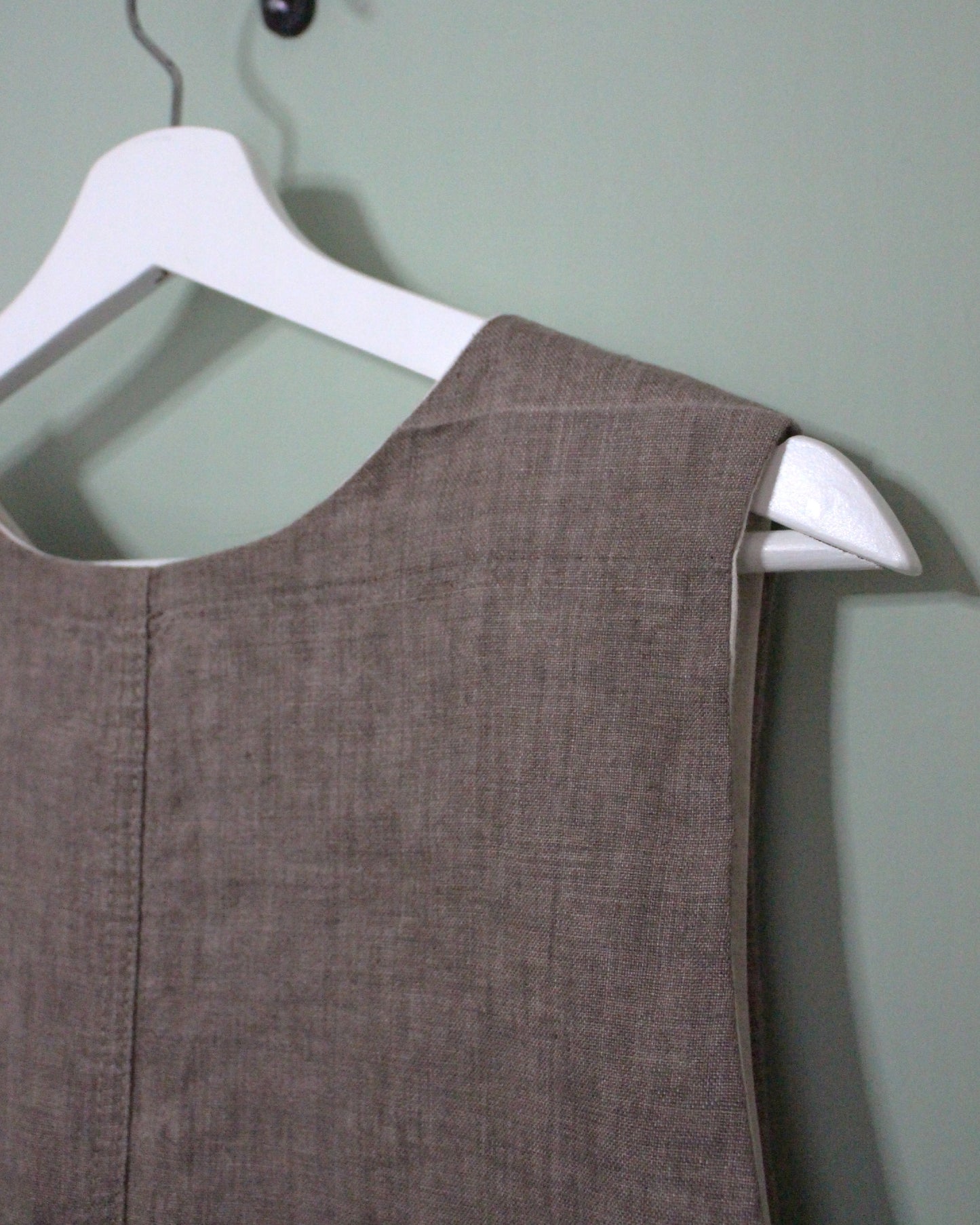 Earthy Brown Linen Tabard With Elvish Applique Design