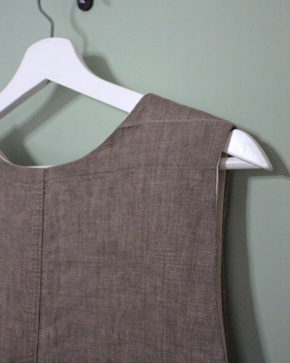 Earthy Brown Linen Tabard With Elvish Applique Design
