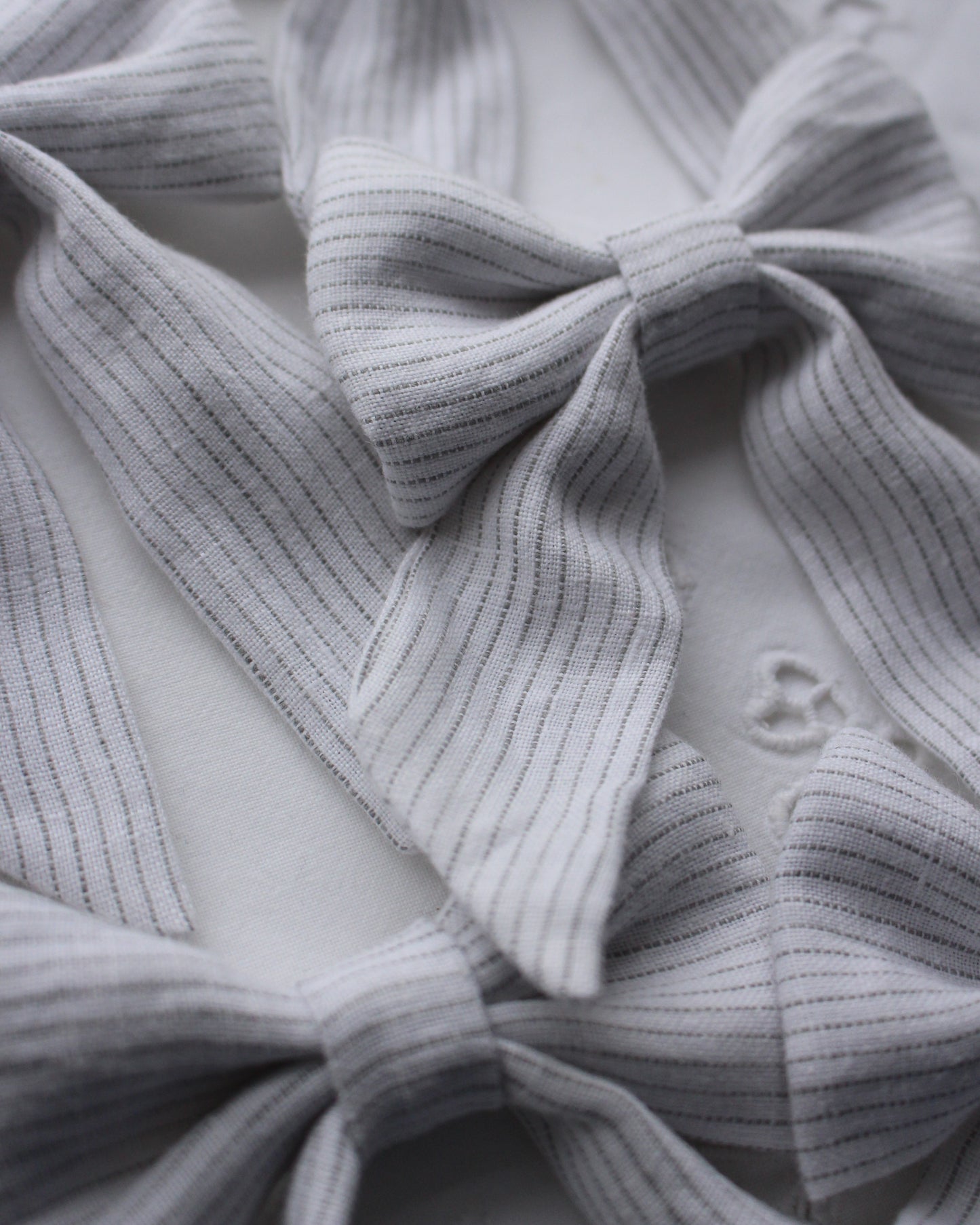 Pin Striped Linen Bow