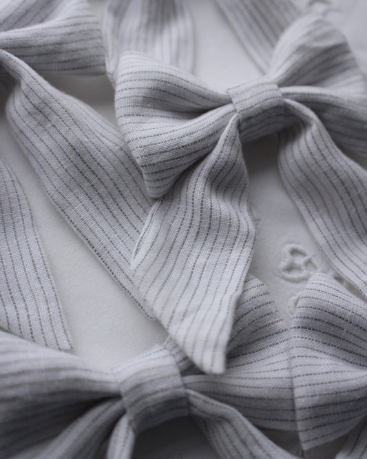 Pin Striped Linen Bow