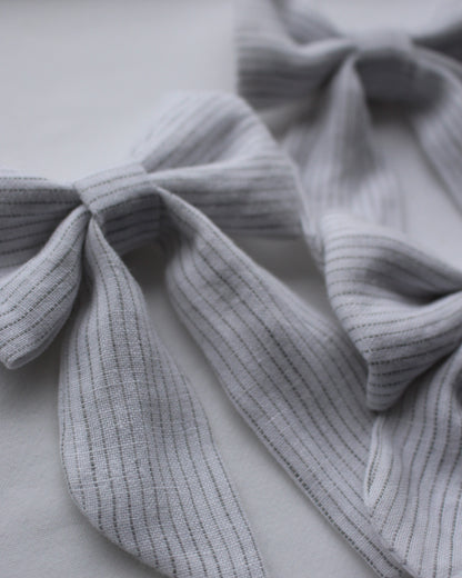 Pin Striped Linen Bow